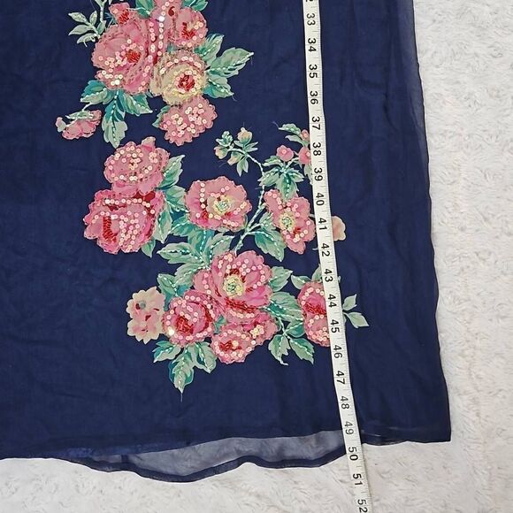Vintage Robbie Bee 100% Silk Sequin Floral Accent 2 Piece Blue Dress and Blouse - Picture 16 of 16
